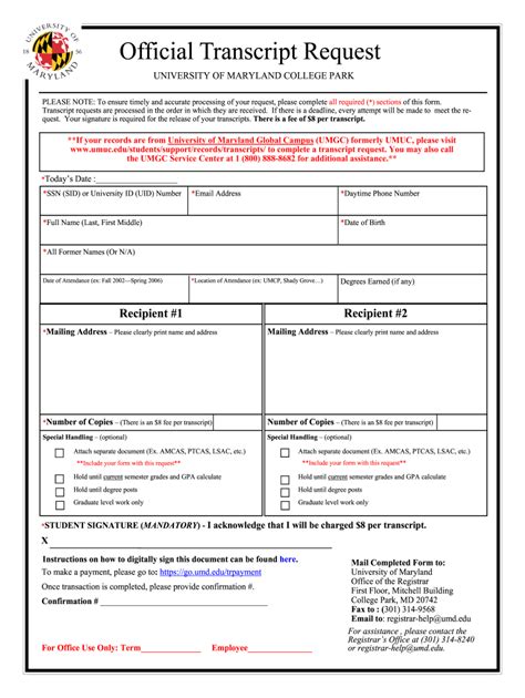 official transcript requests.